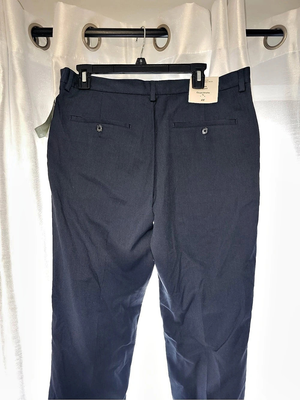 H&M Slim-Fit Suit Trousers Straight Leg Blue
